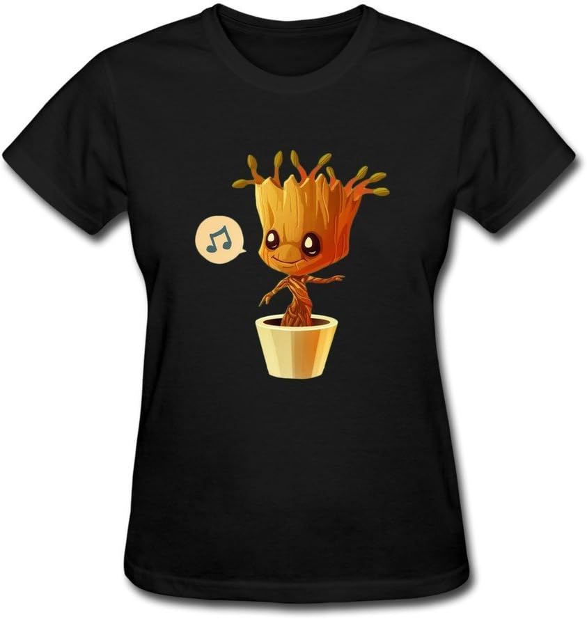 FENGTING Women's Funny Guardians of The Galaxy Dancing Groot T-Shirt Black Tee