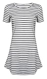FUNOC® Women Summer Beach Dress Party Short Sleeve Stripe Blouse Mini Sundress