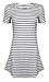 FUNOC® Women Summer Beach Dress Party Short Sleeve Stripe Blouse Mini Sundress, BLK/WHT, Med