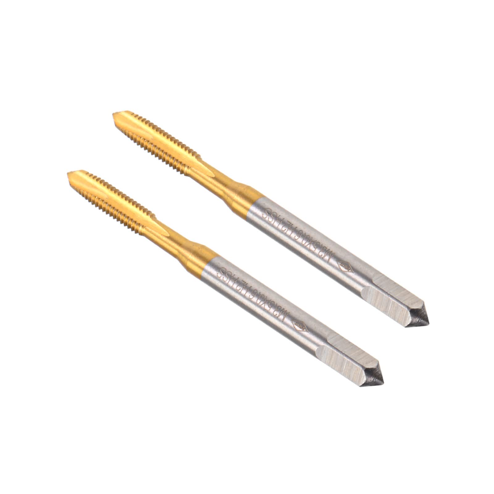 CoCud Spiral Point Taps, Metric M3.5 x 0.6 Thread, Titanium Coated High Speed Steel 6542 Screw Milling Threading Tap - (Applications: for Tapping Drilling Machine), 2-Pieces