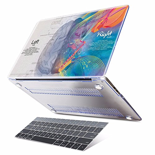 Dongke Case for Macbook Air 13 inch Model Number:A1369/A1466 Quality Musical Left and Right Brain Macbook Protective Printed Shell Cover with Gradient Color Keyboard Skin