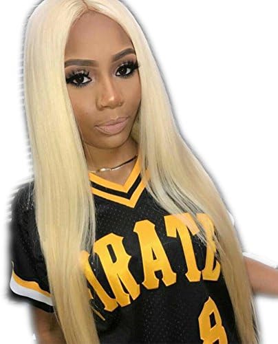 Rongduoyi Best Synthetic Lace Front Wigs Women Long Straight Blonde Wig Glueless With Baby Hair Heat Resistant Fiber Hair Half Hand Tied(28inch)