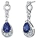 Peora 2 Carats Created Blue Sapphire Dangle Earrings for Women 925 Sterling Silver, Vintage Teardrop Pear Shape 7x5mm, Friction Back, Blue Drop Earrings, September Birthstone Gift