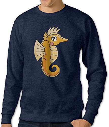 ReBorn Men's Pullover Sea Horse Long Sleeve Tee Navy XL
