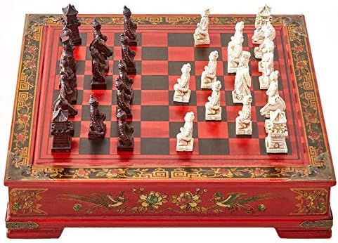 おしゃれ チェスチェスセットテラコッタウォリアーズヴィンテージチェスセット32チェスの駒木製チェス盤 知的思考運動