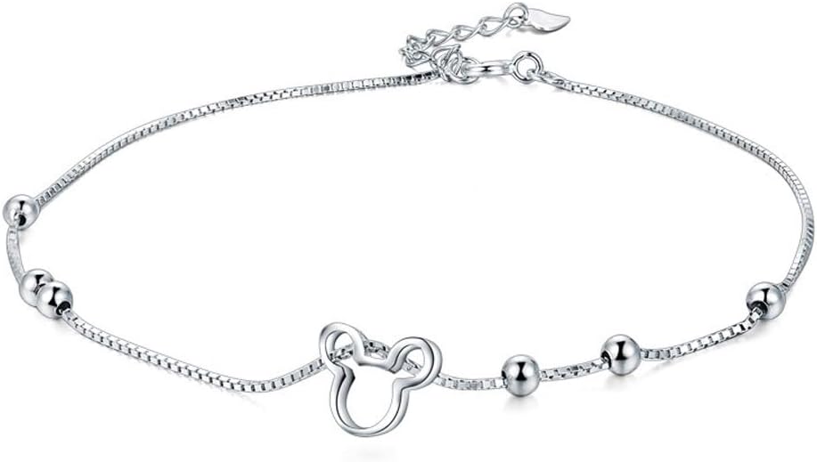 Women's Anklet with Cute Mouse Pendant, Adjustable Anklet Suitable for Leisure and Summer Beach with Gift Box