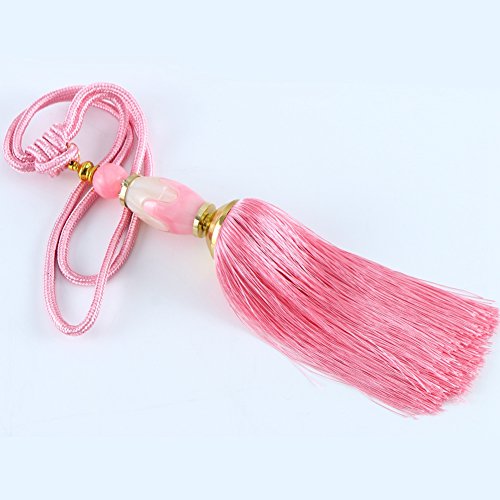 BERTERI 1 Pair Decorative Living Room Curtain Rope Tieback with Tassels, Elegant Pink Curtain Beads Tassels Holdback Window Treatment Accessories