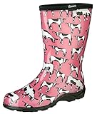 Sloggers Women's Waterproof Rain and Garden Boot with Comfort Insole, Cow-abella Bubble Gum, Size 9, Style 5017CWP09
