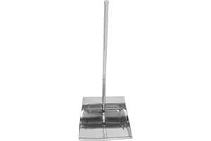 SHINEOFI Heavy Duty Stainless Steel Dustpan with Long Handle, Large Upright Metal Dust Pan for Home and Lobby