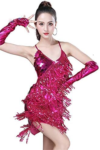 Dance Zone レディース ダンス ワンピース ドレス キャミソール フリンジ スパンコール 露出 キラキラ デモ パーティー 社交ダンス 人気海外一番 競技ダンス セクシー 競技会 練習 ゴージャス ラテン レッスン