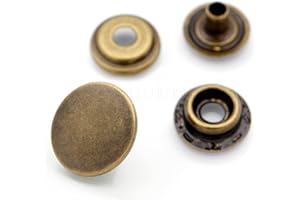 CRAFTMEMORE Snap Fasteners Color Plated Solid Brass Snaps Heavy Duty Press Stud Poppers Ring-Socket Button #201 VT47 Pack of 10 (15 mm, Antique Brass)