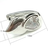 S925 Rhinestone Sterling Silver Fashion Double Heart Pinch Clips Bail Connectors Findings 7.5x13mm