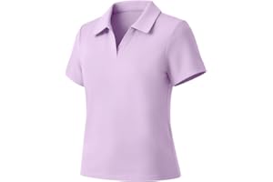 Hvididan Girls Polo Shirts Golf Tennis School Uniform Short Sleeve T Shirts V-Neck Collared Workout Tops for 5-14 Years