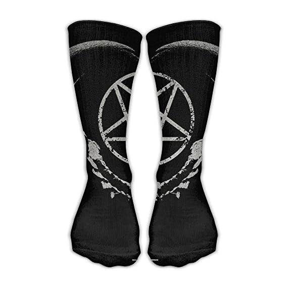 Women-Men-Classics-Socks-Gothic-Occult-Satan-Penta-Symbol-Skull-Athletic-Stockings-30cm-Long-Sock-One-Size