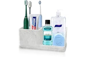 Silicone Toothbrush Holders for Bathrooms, Electric Toothbrush & Toothpaste Holder 4 Slots Tooth Brush Countertop Vanity Orga