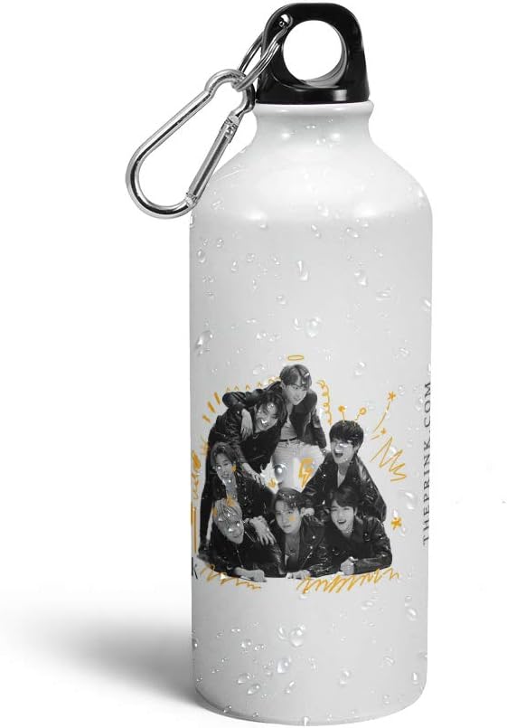 Prink BTS Bangtan Boys Group Printed Aluminium Water Bottle 600ml BTS Sipper Bottle Water