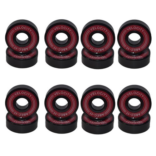 16 Pack black - red pro Abec 11 608-2RS Skateboard Bearings 