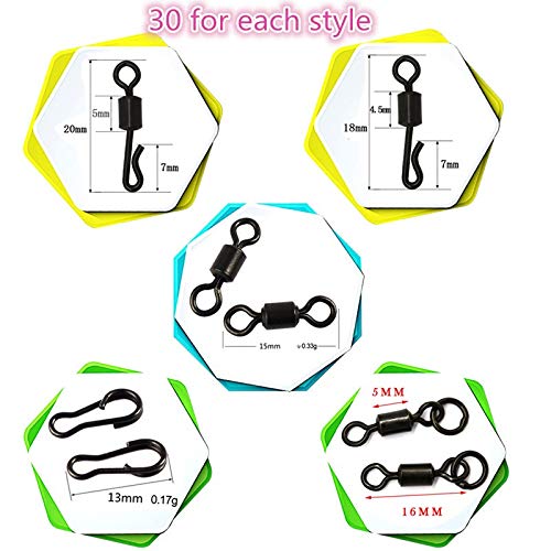 Faironly 150 Stück/Box Angelwirbel Verschiedene Größen Angeln Snap Edelstahl Stecker mit tragbarer Reisebox – Bild 6