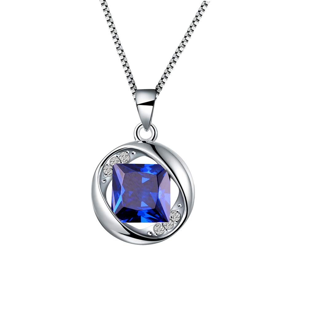 Aurora Tears Created-Sapphire Pendant September Birthstone Necklace for Women 17.7\