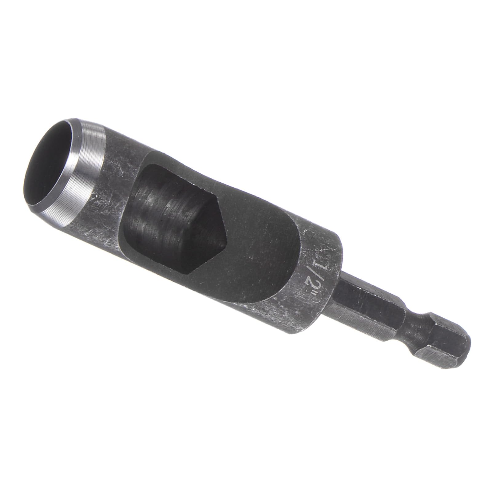 Kozelo Leather Hole Punch Tool - [1/2" x 1/4" Shank] Extension Hex Shank Drill Bit Carbon Steel Hollow Puncher for Fabric Leathercraft Belts Use, 111mm Length