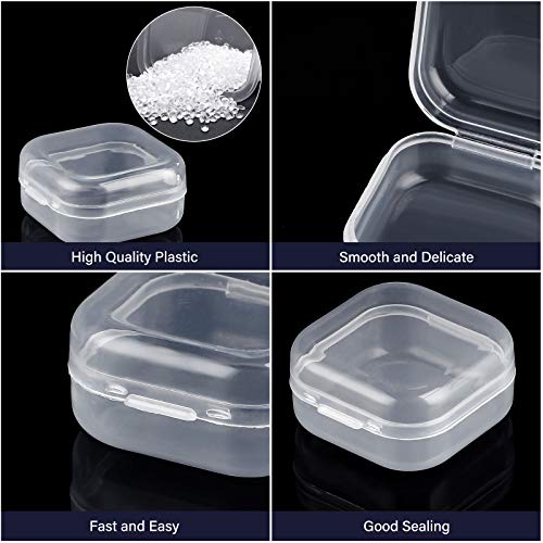 SATINIOR 12 Pack Clear Plastic Beads Storage Containers Box with Hinged Lid for Beads and More