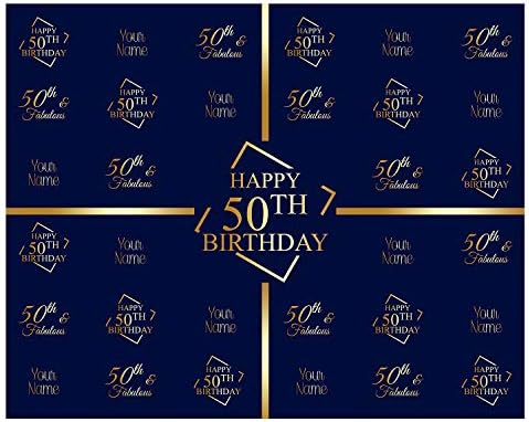 Happy 50th Birthday Photography Background Backdrop Party Decoration for Adults, Step and Repeat Banner - Print Only (5' x 7')