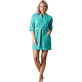 Turkish Linen Lightweight Waffle Knit Bath, Spa & Bridesmaids Kimono Short Robes for Women - Quick Dry & Soft