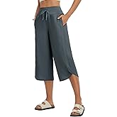 baleaf Women's Capri Pants Wide Leg Athletic Yoga Capris with Pockets Quick Dry Hiking Pants Loose Lounge Summer UPF 50+