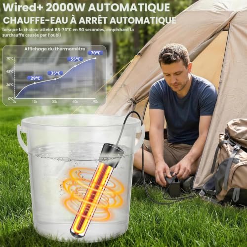 KingSom Camping Shower, Portable Shower with Heating, 8000mAh Rechargeable Electric Shower Pump, Adjustable Camping Showers with Large LED Smart Screen for Outdoor, Hiking