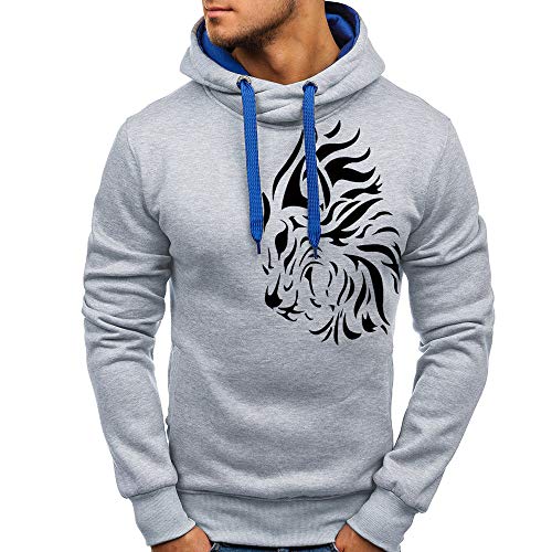 GREFER Men Printed Sweatshirt Autumn Winter Warm Hoodies Pullover Top Outwear