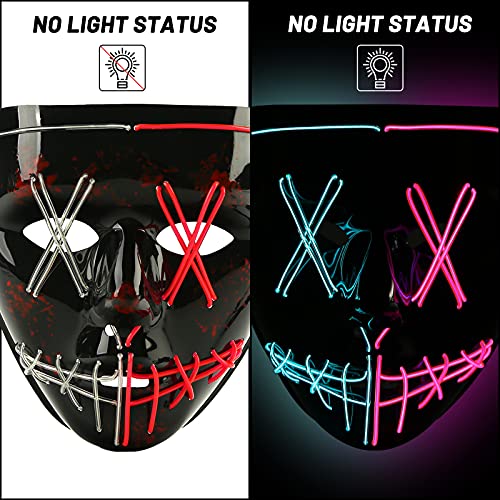 Koogel Halloween LED Mask, Light up Mask Cosplay LED Rave Face Mask for Men Women Kids , Halloween Festival Party