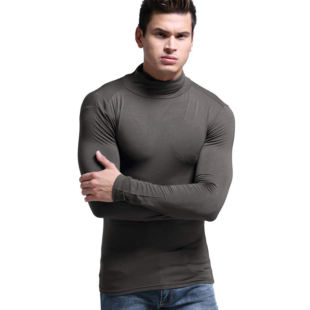 Zueauns Mens Thermal Tops Comfortable Warm Mens Turtleneck Thermo