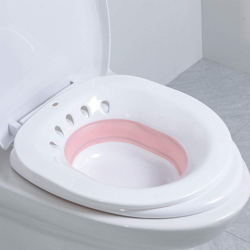 HHORD Foldable Sitz Bath,Basin Sits Over Toilet Seat,Avoid Squatting - for Hemorrhoidal Relief,Pregnant Women,Post-Episiotomy Patients,Pink