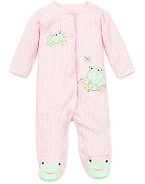 Baby Girls Frog Friends Footie 9M