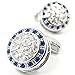 LBFEEL Modern Round Cufflinks Crystal Blue Cufflinks for Mens French Shirt with a Gift Box