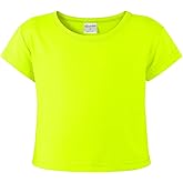 Noomelfish Girls Short Sleeve Crop Tops Kids Summer Dance Cropped T-Shirts (5-14 Years)