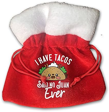 I HATE TACOS Said No Juan Ever Red Velvet Cloth Jewelry Pouches / Drawstring Bags 15cm X 15cm