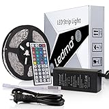 LEDMO 12V Flexible SMD 5050 RGB LED Strip Lights, LED Tape, Multi-colors, 300 LEDs, Non-waterproof, Light Strips, Color Changing, Pack of 16.4ft/5m Strips