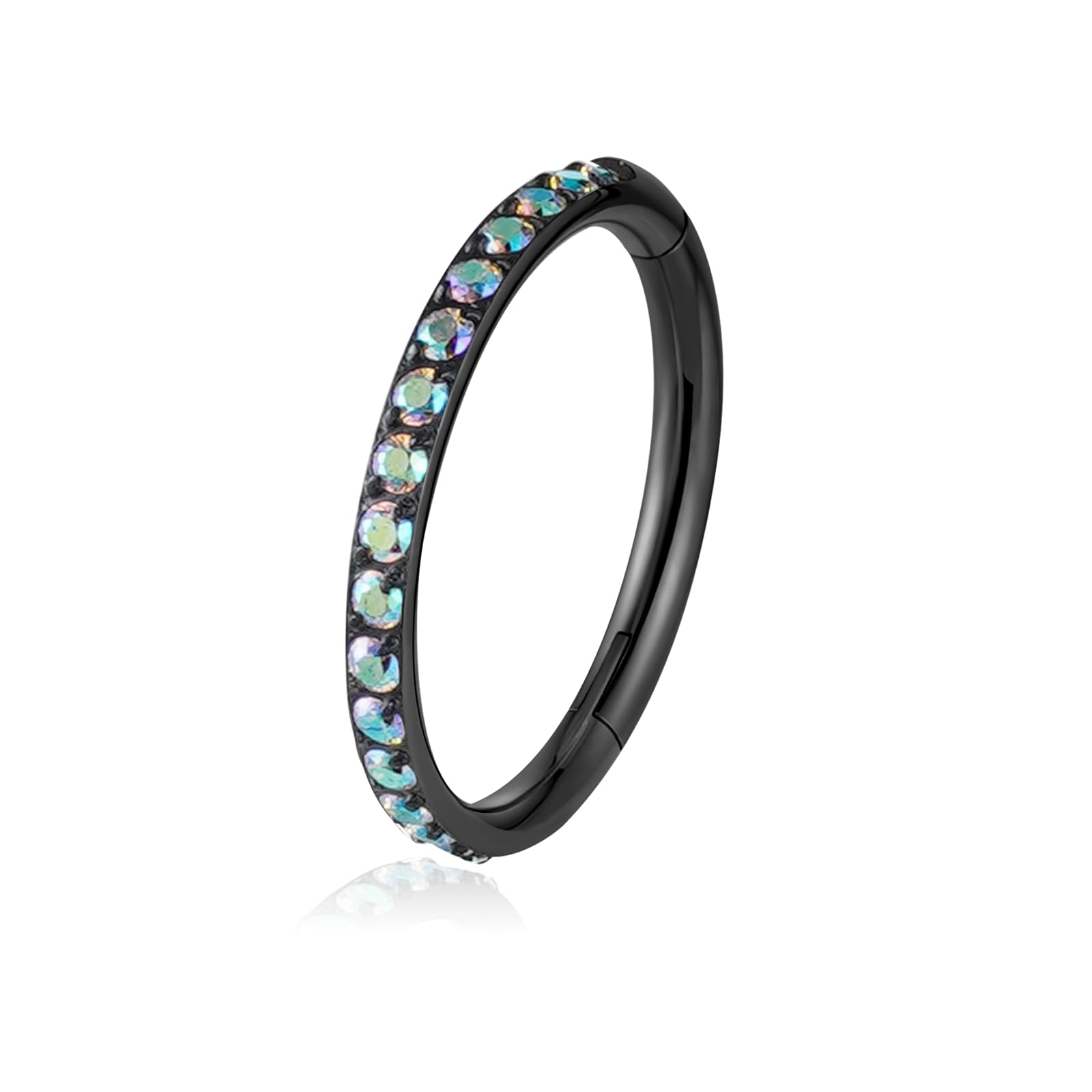 Photo 1 of TOMIDES 16G Titanium Cartilage Earring Hoop for Conch Helix Tragus 8mm 10mm 12mm Hypoallergenic Hinged Clicker Nose Rings Septum Piercing Jewelry (10mm black)