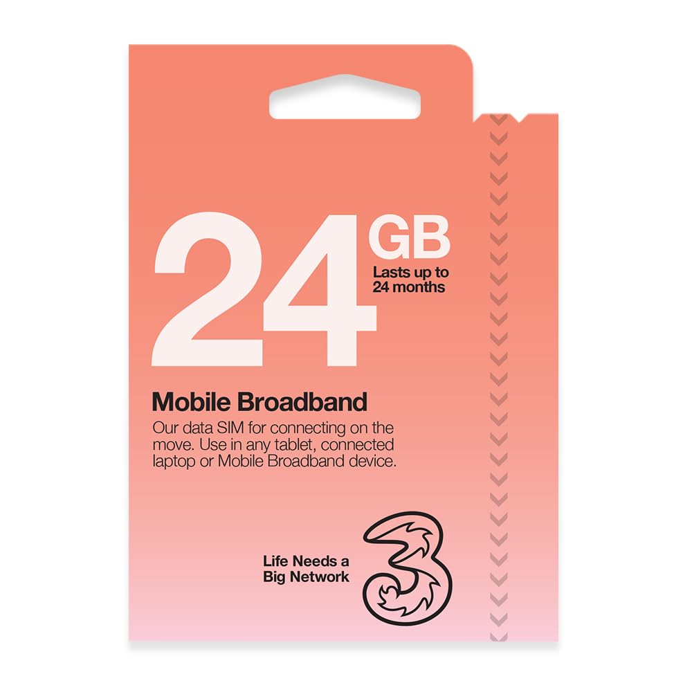 3 24 GB Trio Pay As You Go Mobile Broadband Sim Pack - Black