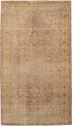 eCarpet Gallery Hand-Knotted Antalya Vintage 5'4" x 9'10" Wool Rug, Copper, Cream