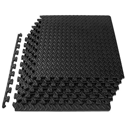 ProsourceFit Puzzle Exercise Mat ½ in, EVA Interlocking Foam Floor Tiles for Home Gym, Mat for Home Workout Equipment, Floor Padding for Kids, Grey, 24 in x 24 in x ½ in, 144 Sq Ft - 36 Tiles