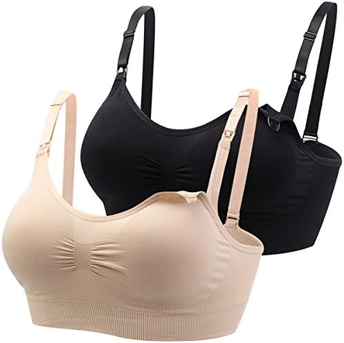Probra Womens Seamless Nursing Bra Comfort Maternity Bralette for Breastfeeding Color HeiFu Size L