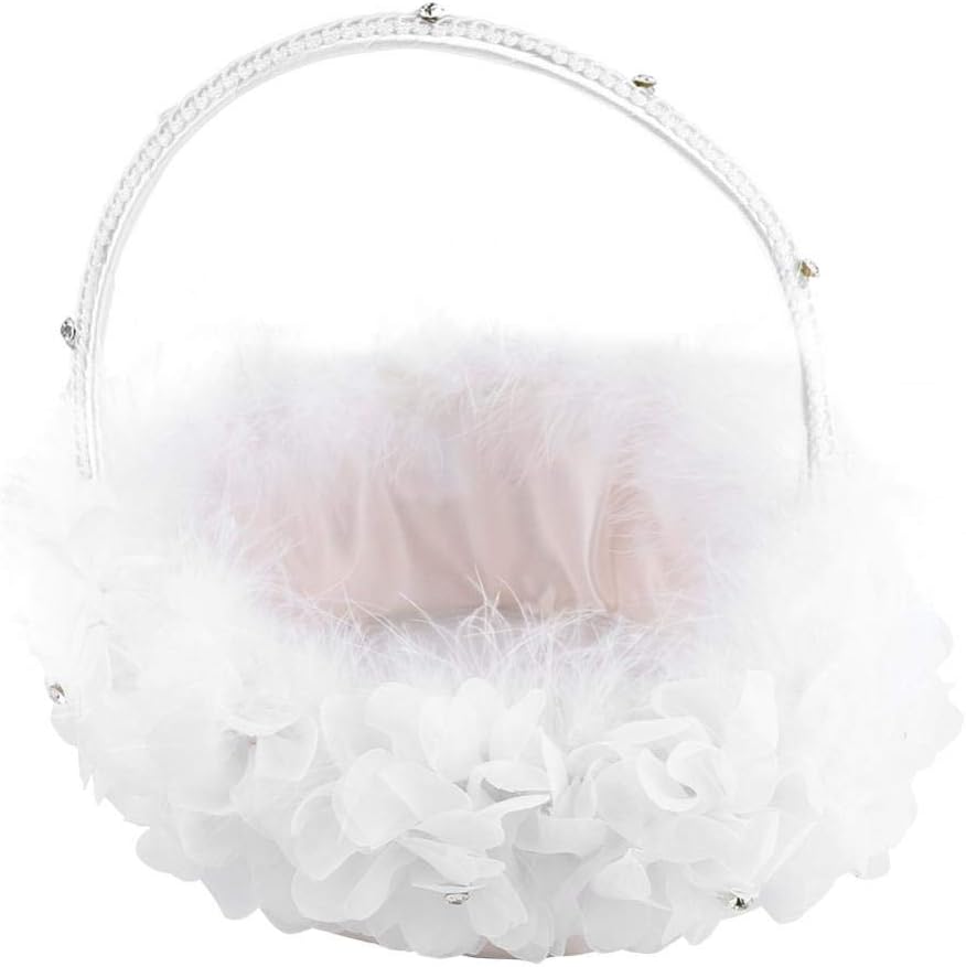 piccolo cestino bianco di vimini per la ragazza dei fiori