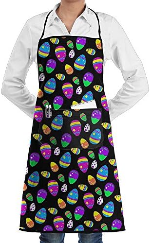 Unisex Easter Eggs Color Bib Apron Waterdrop Resistant With 2 Pockets 28.5 X 20.5" For Cooking, Baking, Crafting, Perfect Mother's Day And Holiday Gifts
