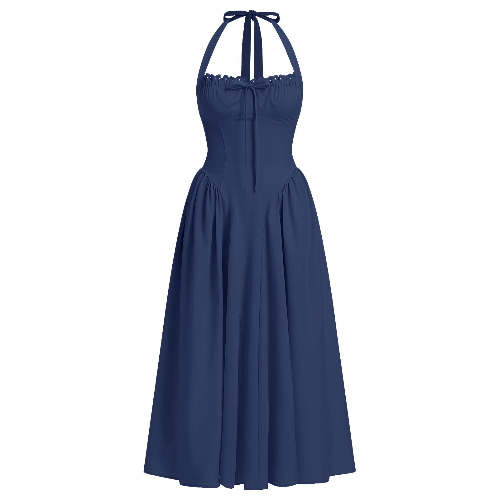 ABEHIK Bustier Dress for Women Low Cut Corset Midi Dress Flowy ...