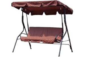 JEWELTH Swing Canopy Replacement Top, Outdoor Patio Swing Canopy Replacement, 3 Seat Swing Canopy Replacement Cover for Porch Patio Garden Seat (Coffee/64 * 44 * 5.9)