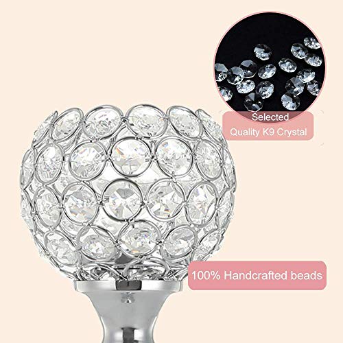 VINCIGANT Silver Crystal Bowl Candle Holder Sets for Dining Room