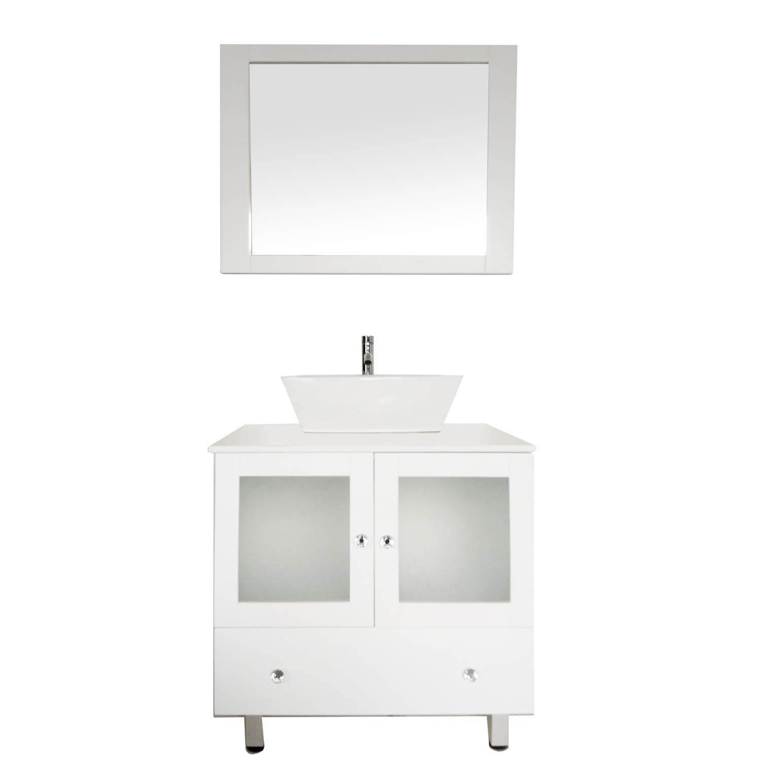 30 Inch Modern Bathroom Vanity With Ceramic Vessel Sink Bathroom Storage Cabinet With Vanity Mirror Sink Single Bathroom Vanity With Double Doors White Kitchen Dining Dprd Tasikmalayakab Go Id
