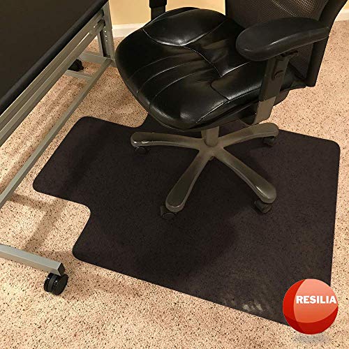 image for Resilia Office Desk Chair Mat with Lip - for Carpet (with Grippers) Bl